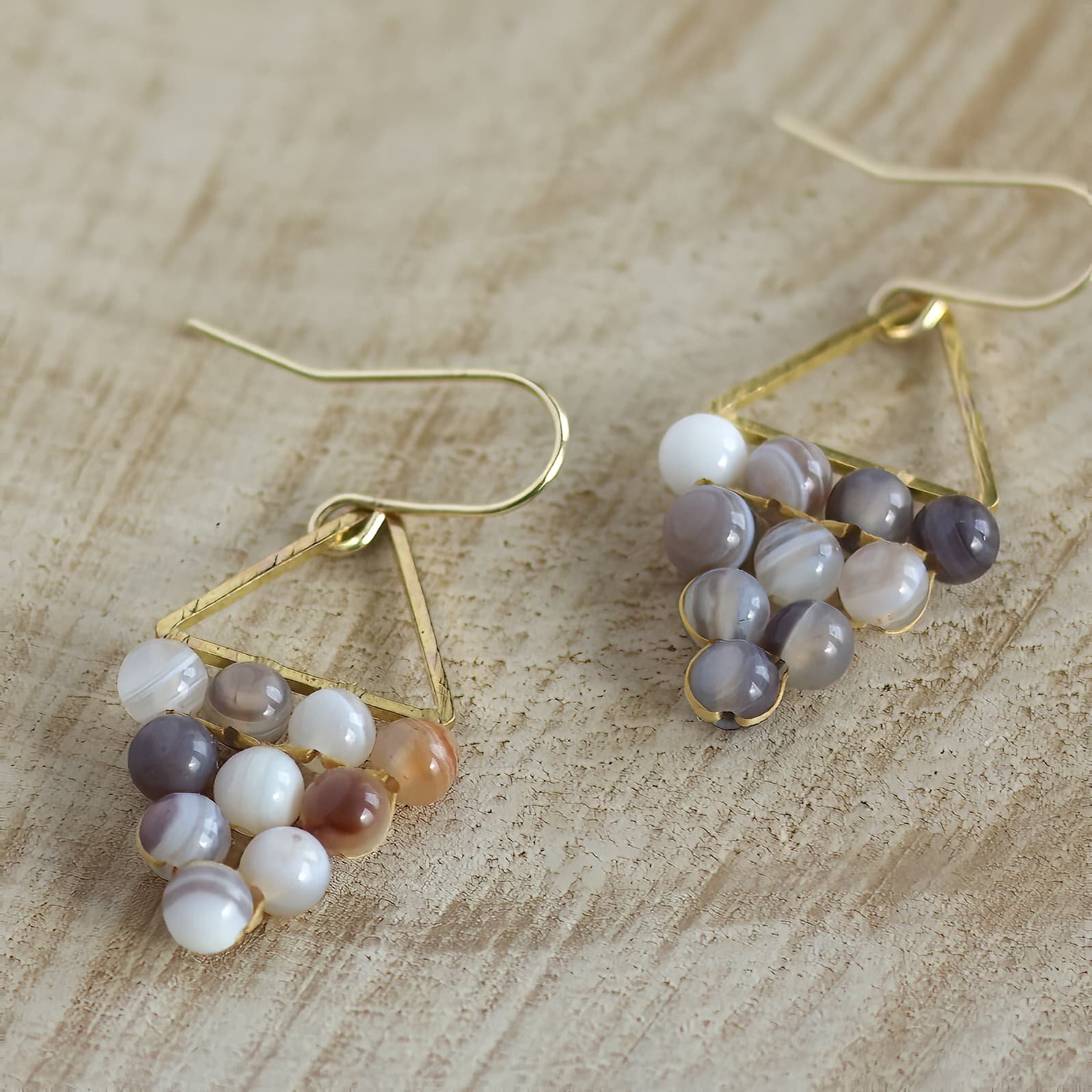 Agate du Botswana - Or Gold filled 14k - 10 Perles rondes